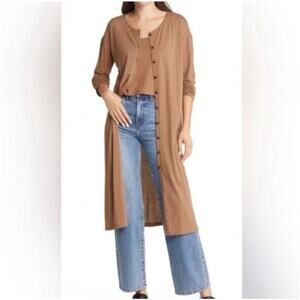 Madewell Earthy Brown Long Sleeve Duster Cardigan Button Down Solid Minimalist S